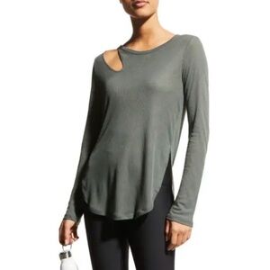 ALO Yoga Peak Cutout Long Sleeve Top in Dark Cactus